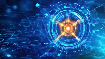 Poster - Futuristic abstract design with glowing circles and bright lines
