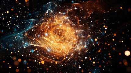 Poster - Cosmic explosion of stars and galaxies outer space digital art vibrant colors wide-angle view universe concept