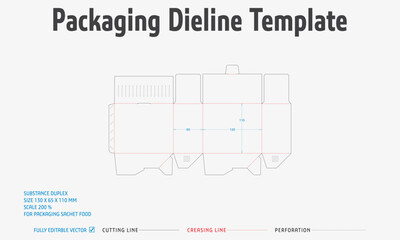  Packaging Dieline Template. 2D Technical Drawing File Eps Scale. Fully editable vector. Prepared for production