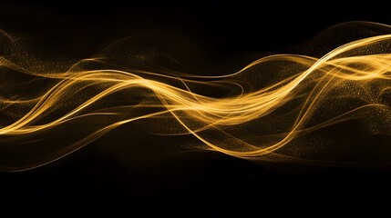 Poster - Flowing golden waves abstract art digital illustration dark background creative perspective visual concept