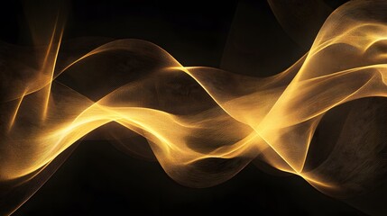 Poster - Flowing golden waves abstract art digital design dark background aesthetic concept