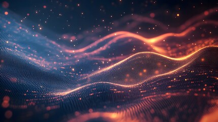 Poster - Dynamic waves of light and color abstract visualization digital art virtual environment close-up energy concept