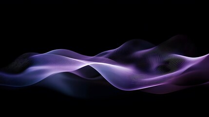 Poster - Flowing waves of purple light digital space abstract art dark environment close-up view visual concept