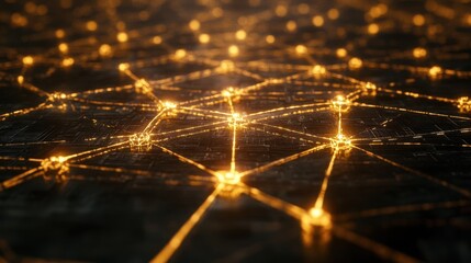 Poster - Abstract Digital Network Connections with Glowing Nodes and Lines