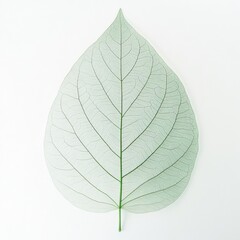 Fototapete - Unique transparent leaf with intricate vein patterns on a white background showcasing natural beauty and design. Generative AI