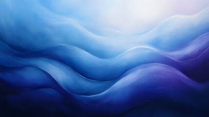 Poster - Flowing blue waves abstract art ocean depths digital painting tranquil environment aerial view serenity concept