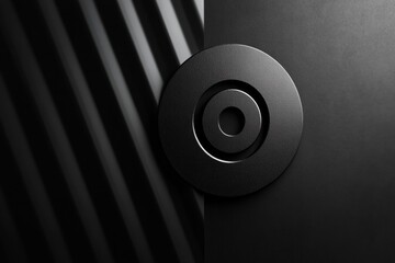 Aufkleber - Black circular object displayed on a contrasting background evokes modern design and minimalism in a creative context. Generative AI