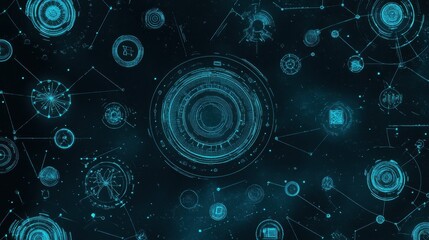 Poster - Futuristic Digital Technology Background with Abstract Elements