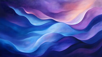Poster - Flowing abstract waves painting indoor gallery art piece contemporary style close-up view colorful concept