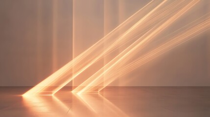 Poster - Dynamic light rays creating ethereal patterns in minimalist indoor space