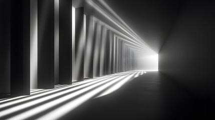 Poster - Exploring light and shadow patterns architectural space black and white photography minimalist environment perspective concept