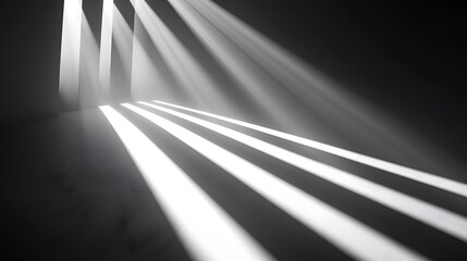 Poster - Illuminated light beams create artistic shadows in a dark room abstract photography indoor minimalist concept