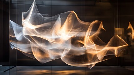 Poster - Dynamic light patterns art installation contemporary gallery dark space abstract composition