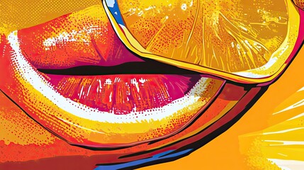 Wall Mural - Abstract Lips Covered by Orange Slices