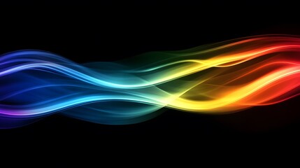 Poster - Dynamic color flow abstract art digital medium vibrant spectrum on black background conceptual visuals