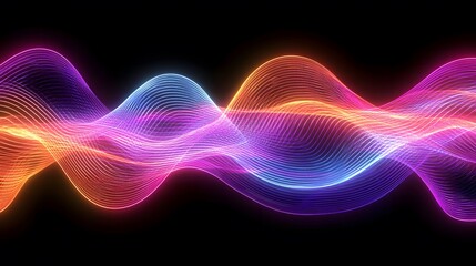 Poster - Dynamic sound waves visualized digital art abstract dark background close-up energy and motion