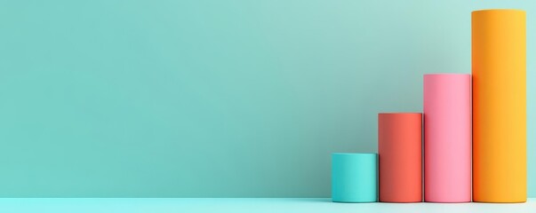 Poster - A colorful bar graph shows increasing values against a teal background, representing growth and progress visually.