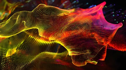 Poster - Dynamic colorful wave patterns abstract digital art vibrant visuals digital space close-up perspective