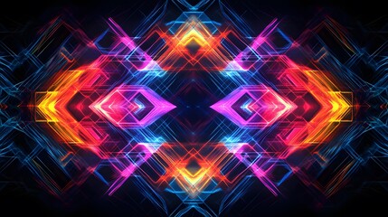 Poster - Dynamic light patterns abstract art digital artwork vibrant colors futuristic symmetrical design