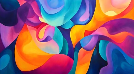 Poster - vibrant abstract painting art studio digital artwork creative space close-up view colorful expressio