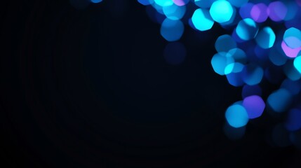 Wall Mural - Abstract Blue Purple Bokeh Lights Dark Background. AI Generated