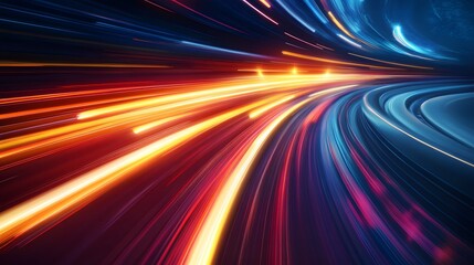 Poster - Dynamic motion trails abstract concept digital art vivid colors high-speed futuristic environment