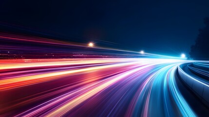 Poster - Dynamic light trails capture speed and motion urban nightscape photography vibrant city long exposure concept