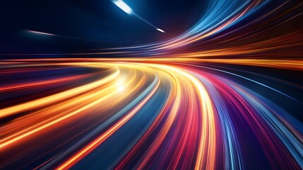 Poster - Dynamic light trails at night urban setting abstract photography vibrant colors motion blur conceptual art