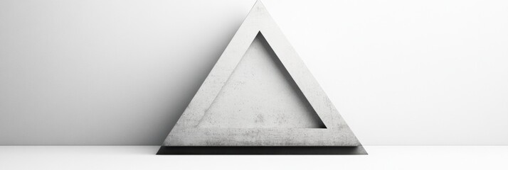 Fototapete - Abstract concrete triangle sculpture on a white background in minimalistic design setting showcasing modern artwork. Generative AI
