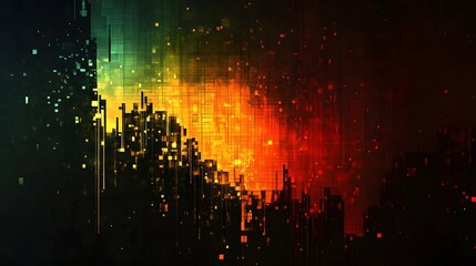 Poster - Dynamic abstract visuals digital realm graphic art vibrant colors high-tech environment modern aesthetic