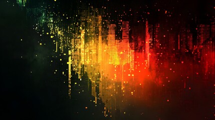 Poster - Dynamic abstract visualization of colorful digital waveforms studio digital art dark environment close-up creative concept