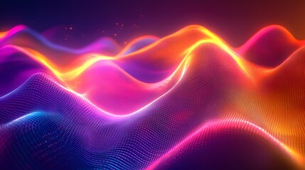 Poster - Dynamic colorful waves abstract digital art vibrant background visual design futuristic concept