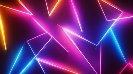 Poster - Dynamic neon lights dance across dark background abstract art digital design vibrant colors close-up view modern aesthetic