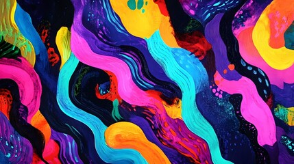 Wall Mural - Vibrant abstract art creative studio digital artwork colorful environment close-up view modern artistic expression