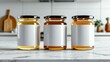 © Topa Studio - Honey Jar Mock-Up - Three Jars. Blank Label