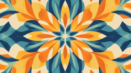 Fototapete - Colorful abstract floral design featuring vibrant shapes and intricate patterns resembling a beautiful mandala. Generative AI