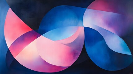 Poster - Abstract art displaying fluid shapes and vibrant colors gallery exhibition digital art contemporary setting close-up view