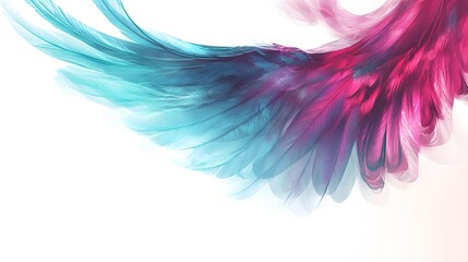 Poster - Abstract Artistic Wing Feathers Teal Pink Design