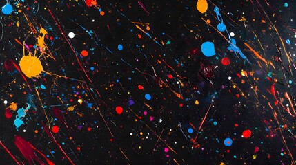 Poster - Dynamic abstract art creation studio acrylic painting dark background close-up view colorful expression