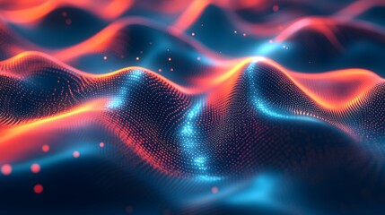 Wall Mural - Dynamic wave patterns abstract space digital art futuristic environment close-up view visual concept for seo impact