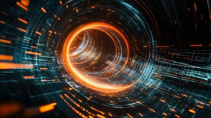 Poster - Dynamic energy flow through digital vortex virtual realm abstract art high-tech environment futuristic perspective
