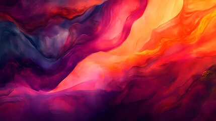 Poster - Abstract Swirling Hues Of Red Purple And Orange
