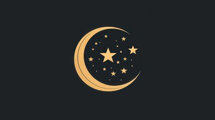 Wall Mural - moon and stars illustration for nighttime theme in elegant design style