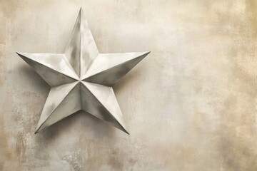 Aufkleber - Decorative geometric star sculpture on a textured wall in a modern setting showcasing minimalist design. Generative AI