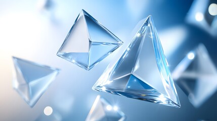 Poster - Floating crystal shapes abstract background digital art bright environment aesthetic viewpoint optical illusion