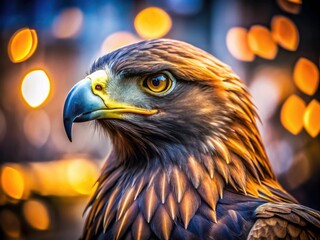 urban exploration reveals a golden eagle's piercing gaze. a captivating bird of prey close-up.