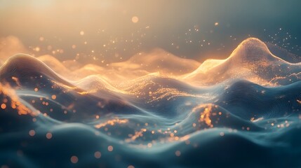 Fototapete - Surreal waves of light dance abstract ocean scene digital art dreamlike environment aerial view visual harmony