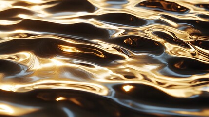 Poster - Golden reflections on water surface natural environment abstract photography calm mood close-up view serenity concept