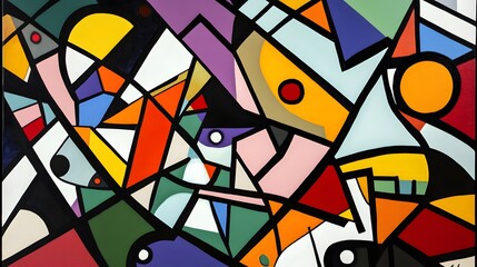 Poster - Abstract art exhibition modern gallery artwork display creative environment close-up view colorful composition