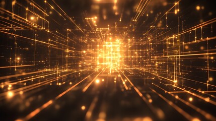 Poster - Dynamic light trails digital realm abstract visualization futuristic environment perspective technology concept